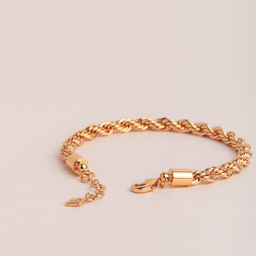 Gold rope chain bracelet for small wrists, made in the USA