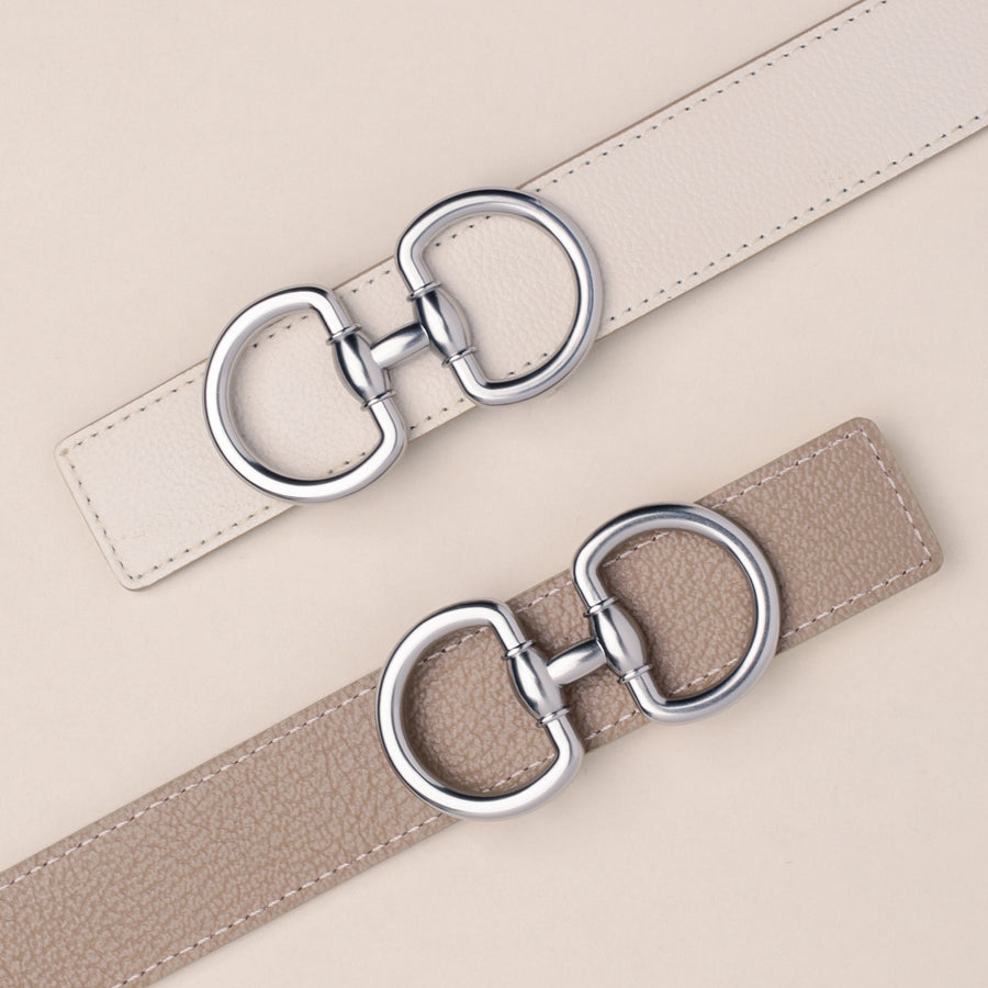 Classic Reversible Belt in Cream and Taupe